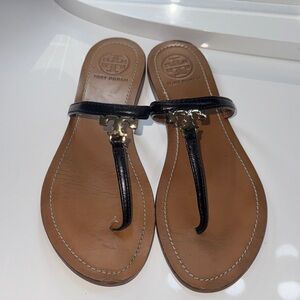 Tory Burch Black and Tan Sandals